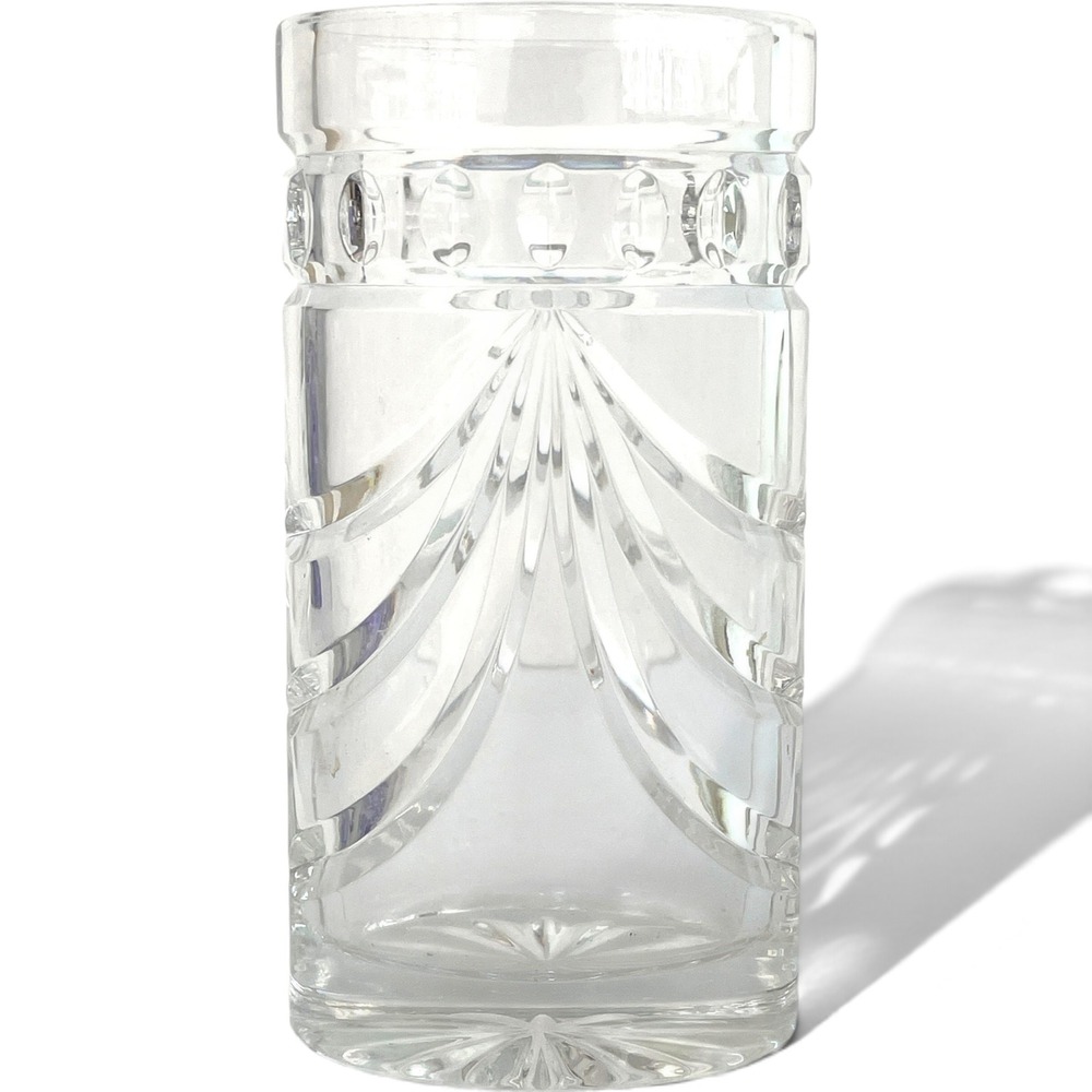 Waterford Crystal Overture Oval Vase Cut Lead Glass Flower Vase 6"x3" Vintage